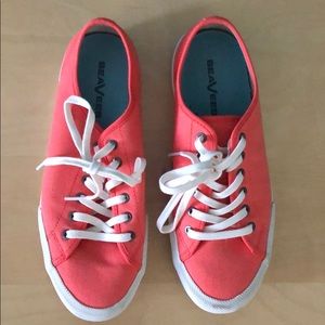 Seavees Monterey canvas lace up sneakers. Coral